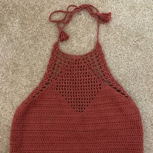 Cropped Halter Knit Top